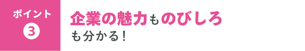 【ポイント❶】企業の魅力ものびしろ も分かる！